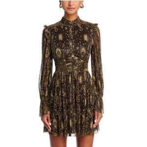 Aqua x Wicked Celestial Printed Mesh Long Sleeved Mini Dress Size XXL